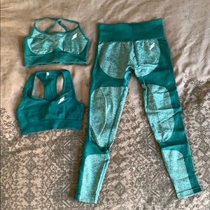DoYouEven Seamless Set Leggings Bras Forest Green